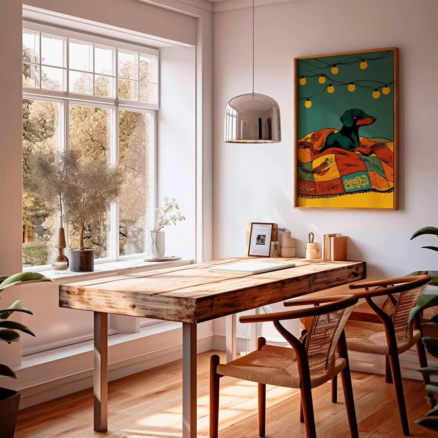 SHENCHEN Wandkunst Druckgrafik mit Dackel-Motiv in Blau und Multicolour auf Papier - Bild 2