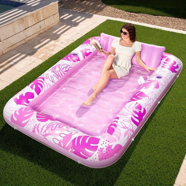 JOYFY aufblasbare Sonnenliege für den Pool in Rosa, extra große Schwimminsel für Erwachsene - Bild 1