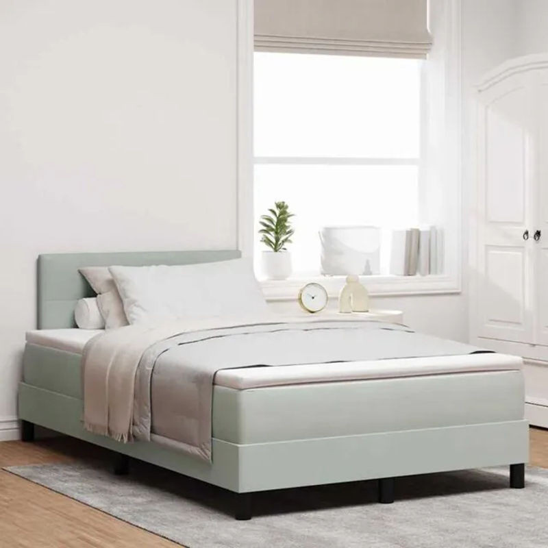 Modernes Boxspringbett mit Matratze von vidaxl in Grau aus Samtstoff, B/T: 120 x 200 cm - Bild 1