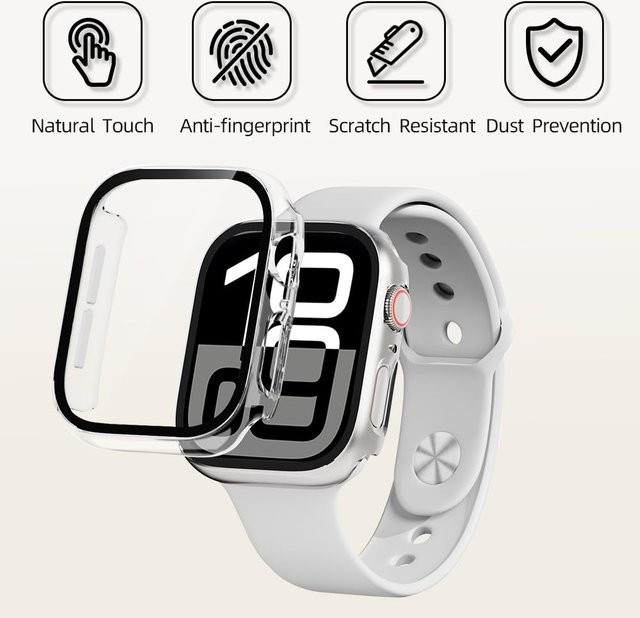 Apple Schutzhülle und Displayschutzfolie, Silikon, Weiß, Unisex - Bild 1