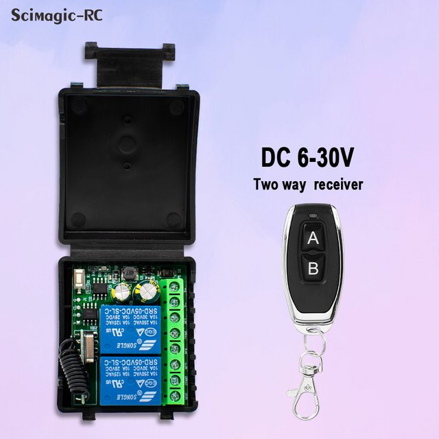 Scimagic-RC 2-Gang Drahtloser Fernbedienung Schalter 433MHz Relais Empfänger für Lampe, Pumpe und Motor (DC 6V-30V / AC 85V-256V) - Bild 1