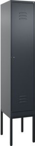 C+P Spind Classic PLUS Garderobenschrank mit 1 Abteil in Anthrazit und Schwarz, H x B x T: 212 x 40 x 50 cm, Stahlkonstruktion mit Zylinderschloss, Garderobenhaken und Trennwand mittig - Bild 1