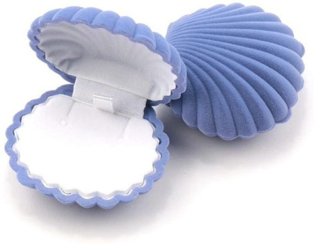 Schmuckschatulle Samt, muschelförmig, himmelblau, Unisex - Bild 1