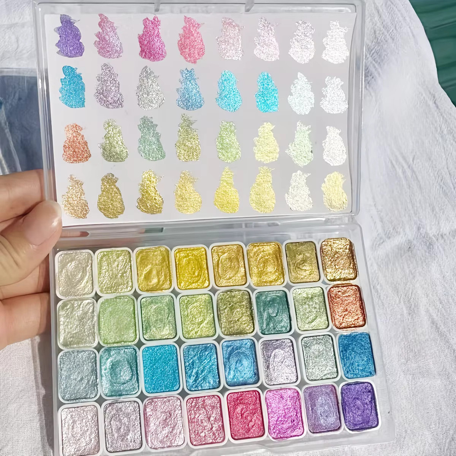 Swatches Glow Like Stardust Metallic-Aquarellfarben Set mit 32 Farben in Multicolour für Journaling und Kunst - Bild 2