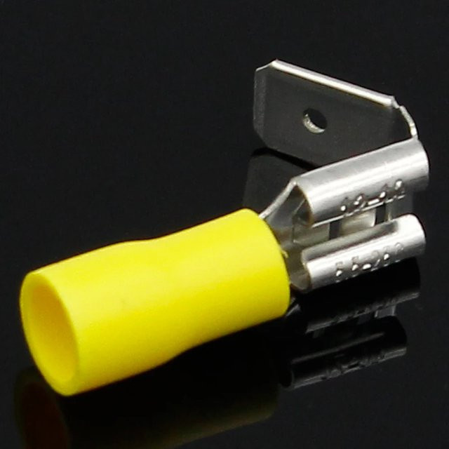 20 Stück ELECAPITAL Crimpverbinder Piggyback Female Spade Connector Terminals aus Messing in Gelb mit 6,3 mm Anschlussweite - Bild 1