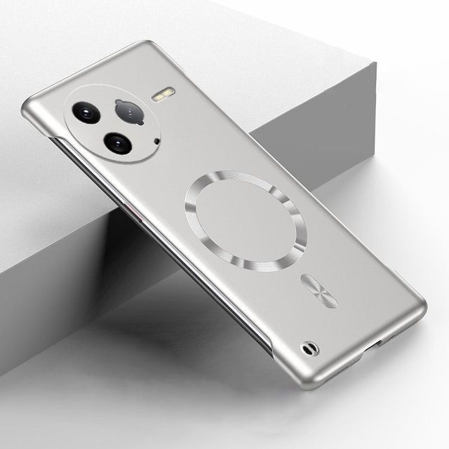 Ultradünne magnetische Handyhülle für Xiaomi POCO X8 X7 X6 F8 F7 Ultra F3 F5 F6 M8S M8 Pro Max, rahmenloses PC Cover mit Metall-Optik in Blau und Silber, MagSafe kompatibel - Bild 1