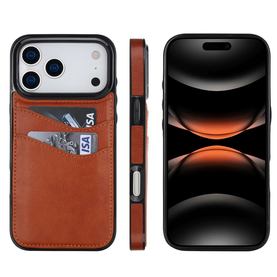 Luxuriöse Leder-Handyhülle mit vertikalem Kartensteckplatz für Apple iPhone 17 Pro Max 16 Plus 15 14 13 12 11, stoßfeste Anti-Drop Tasche in Blau und Braun - Bild 2