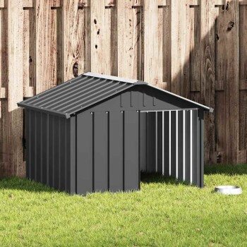 vidaXL Hundehütte aus verzinktem Metall in Anthrazit, B/T/H: 116,5 x 103 x 81,5 cm - Bild 2