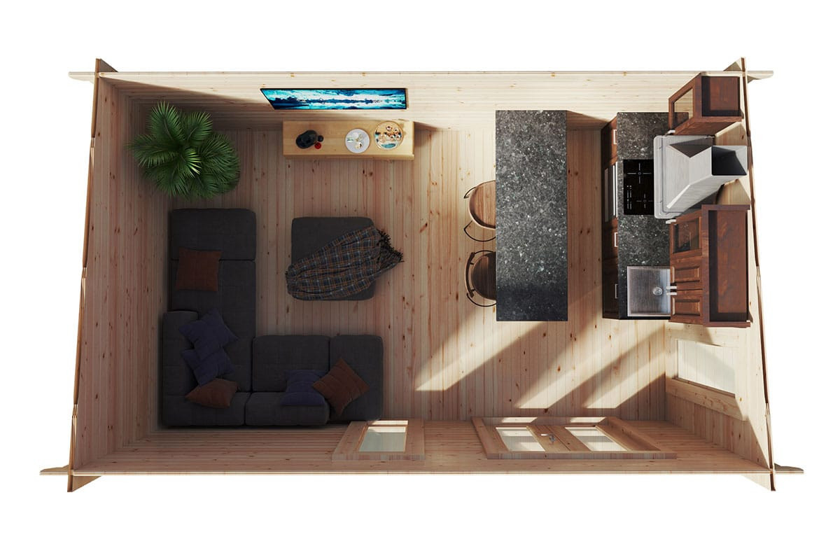 Gartenzimmer Ryan 1 aus Holz mit 15 m² Grundfläche B: 5 m, T: 3 m - Bild 2
