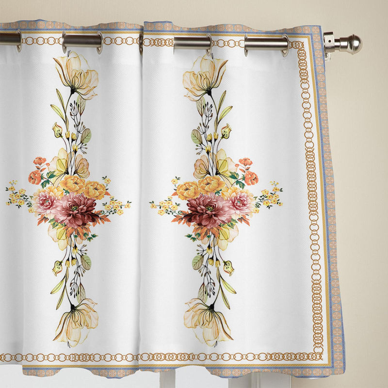 Handbemalter Fenstervorhang von Binchi Outdoor Equipment mit Blumen und Kreisen in Weiß, B/H: 135 x 60 cm - Bild 2