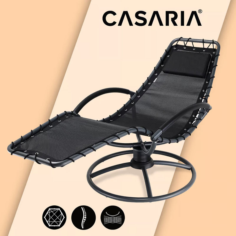 CASARIA Relaxliege Eve Anthrazit mit Schaukelfunktion und verstellbarer Kopfstütze aus Textilene und Stahl - Bild 3