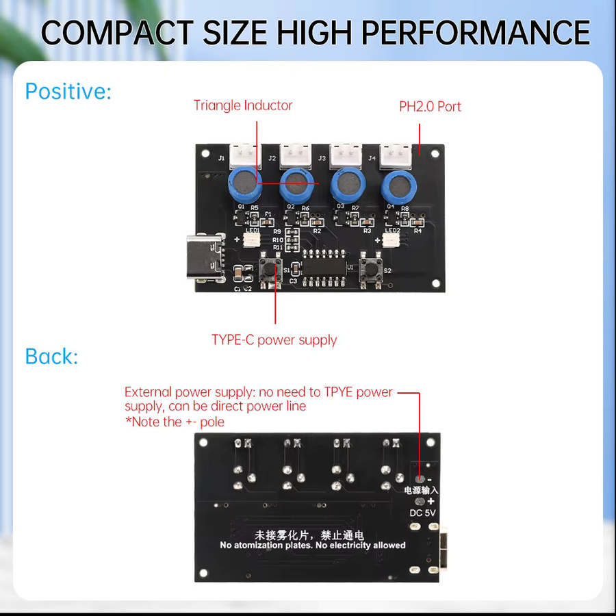diymore Ultraschall Vernebler DIY Modul mit vier Spray-Generationen und bunter Atmosphärebeleuchtung, Schwarz, DC 5V - Bild 3