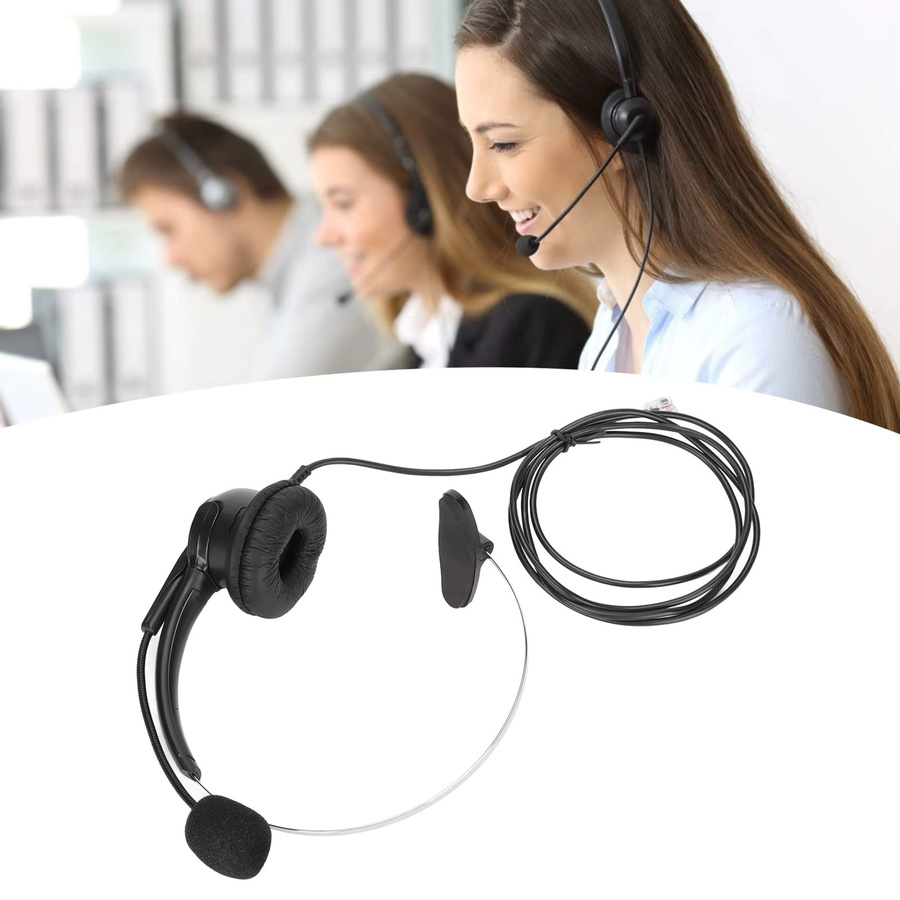 VBESTLIFE Telefon-Headset RJ9-Kopfhörer mit verstellbarem 330 Grad Mikrofon für Festnetztelefone in Schwarz - Bild 3