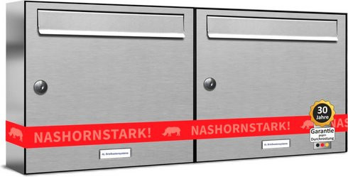 AL BRIEFKASTENSYSTEME Briefkasten für 2 Parteien, Aufputzmontage, silberfarben, B/H/T: 76,6 x 34,5 x 11,6 cm - Bild 1