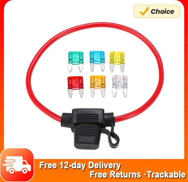 KKMOON 12V Auto Inline Mini Blade Sicherungshalter mit spritzwassergeschütztem Gehäuse und 6 Sicherungen (5A, 10A, 15A, 20A, 25A, 30A) - Bild 1