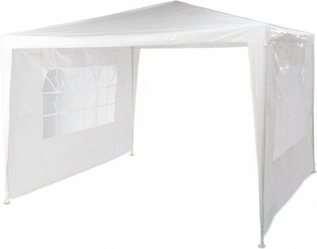 Relaxdays Pavillon aus Metall in Weiß mit 2 Seitenteilen, B/T: 3 x 3 m - Bild 1