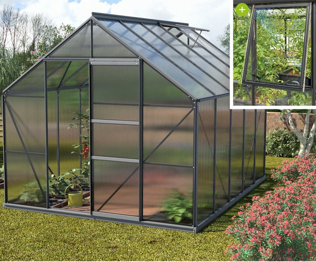 Vitavia Gewächshaus Meridian 1 9900 in Schwarz mit 4 mm Polycarbonat und Schiebetür - Bild 1