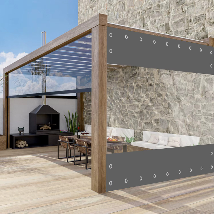 GKXLH PVC-Plane wetterfest und UV-beständig, grau und transparent, B/H: 240 x 210 cm - Bild 2