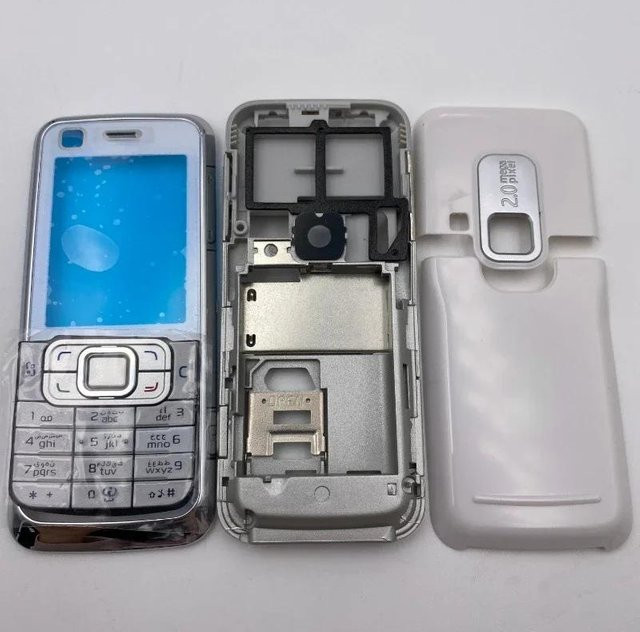 Nokia Vollgehäuse für Nokia 6120 und 6120C mit Tastatur und Akkudeckel in Weiß und Schwarz mit arabischem Keypad - Bild 1