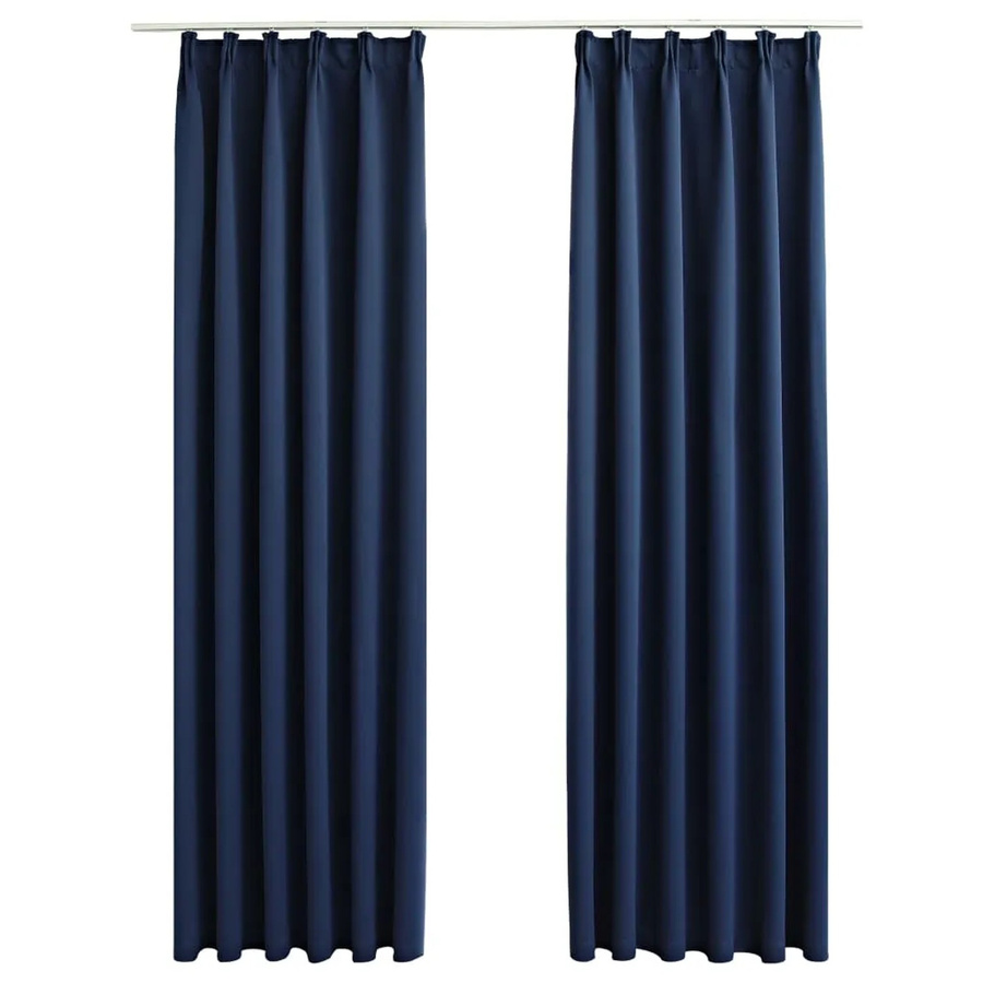 vidaXL Verdunkelungsvorhänge mit Haken, 2 Stück, Blau, B: 140 cm, H: 175 cm - Bild 2