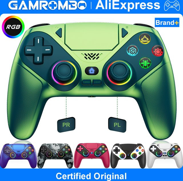 GAMROMBO Kabelloser Controller für PlayStation 5 PS5 Pro Slim und PC, RGB LED Spiel-Joystick in Weiß mit Dual-Vibration sowie programmierbaren Makro- und Turbo-Funktionen - Bild 1