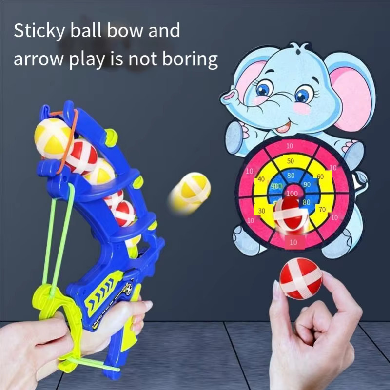 Katapult-Klebeball-Bogen-und-Pfeil-Zielscheibe, interaktives Wurf- und Schieß-Dartspielzeug - Bild 2