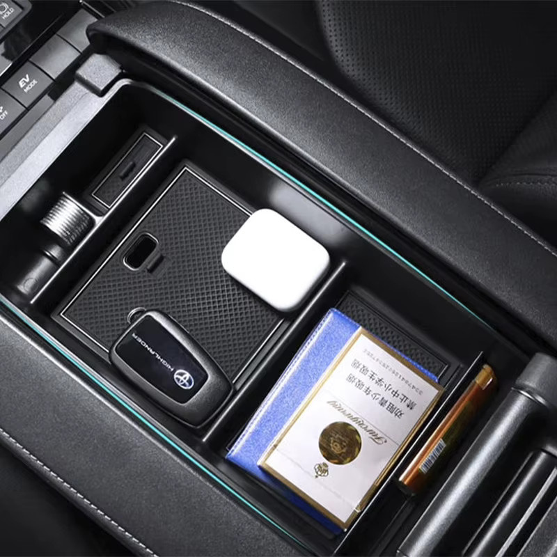 Chelumei Armlehnen-Organizer für Toyota Highlander XU70 Hybrid, Center Konsole mit Handschuhfach, Schwarz - Bild 4