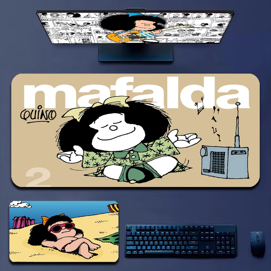 Großes XXL Mauspad mit Cartoon Mafalda Motiv in Multicolour, übergroße Gaming-Tastaturmatte und Notebook-Tischmatte - Bild 2