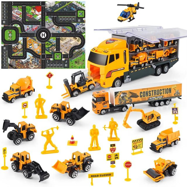 Fashnics Ingenieurfahrzeuge, Mini-Baustellenfahrzeug-Modelle, 1:64, 12-in-1 Set, ab 4 Jahren - Bild 1