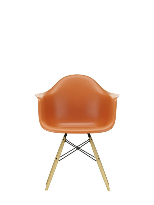 Vitra DAW Eames Plastic Armchair mit Armlehnen in Orange und Ahornholzgestell - Bild 2