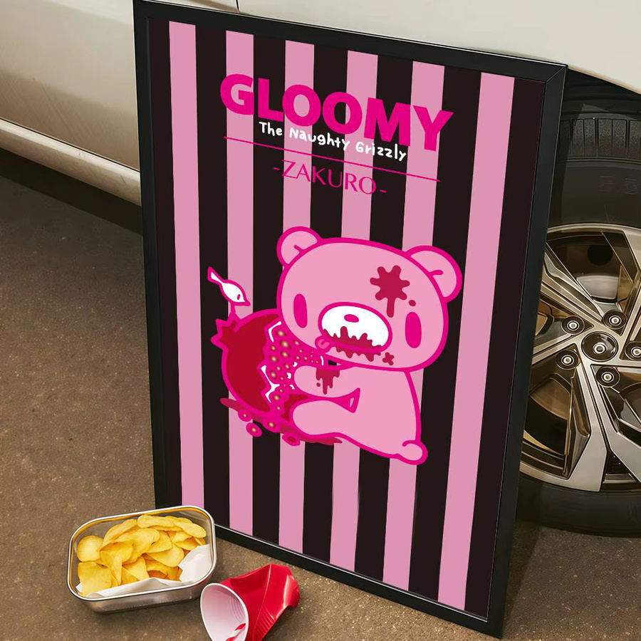 Vintage-Poster C-Cartoon G-Gloomy Bear Wandaufkleber in Weiß und Pink - Bild 5