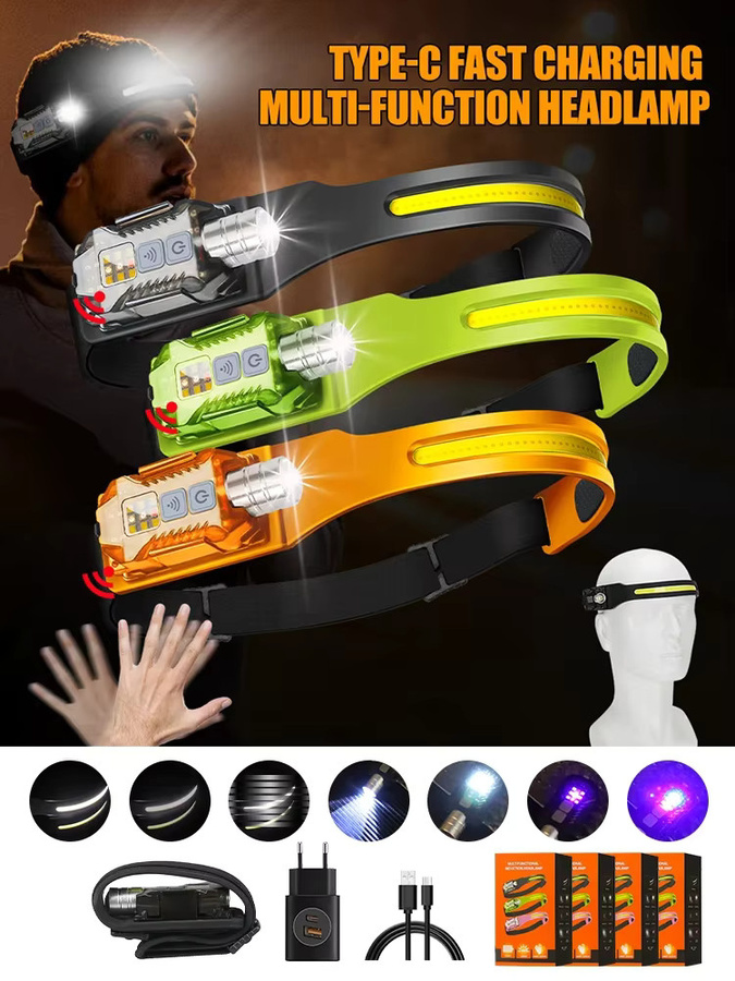 Heinast USB COB LED Scheinwerfer Schwarz, Aufladbare Outdoor Camping Laterne mit 9 Beleuchtungsmodi für Garten, Angeln und Arbeit - Bild 5