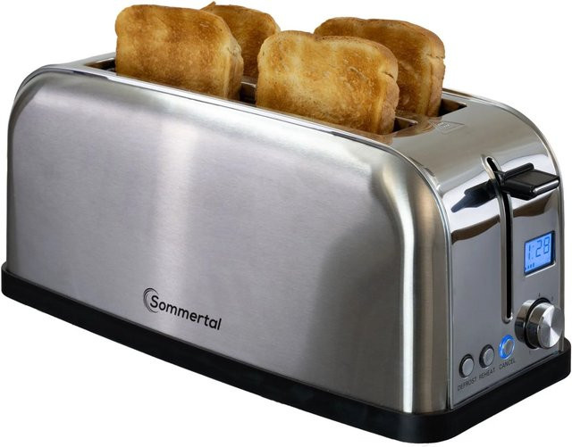 Sommertal Toaster ST1500 XXL Edelstahl Silber mit 4 Scheiben, Brötchenaufsatz, Digitaldisplay und Timer - Bild 2