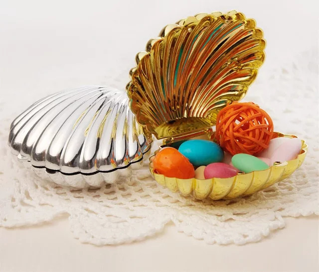 20er Set Metallic Shell Kunststoff Schmuckboxen in Gold für Hochzeiten, Geburtstage und Partys - Bild 1