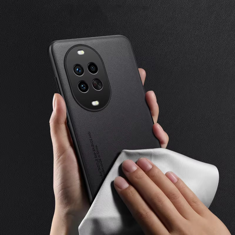 Stoßfeste Huawei Handyhülle aus weichem PU-Leder in Schwarz oder Lila - Bild 2