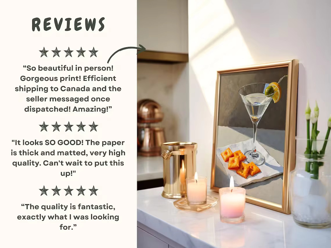 SHENCHEN Martini und Käsecracker Paper Poster im modernen Ölgemälde-Stil, Mehrfarbig - Bild 3