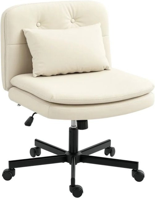 HOMCOM Bürostuhl ohne Armlehnen aus Kunstleder in Beige, B/T/H: 63 x 67 x 93 cm - Bild 1