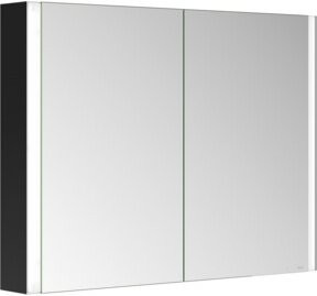 Keuco Spiegelschrank Somaris 2-türig in Schwarz Matt mit LED-Beleuchtung, Sensor-Schalter und Rasierersteckdose, B/H/T: 100 x 71 x 12,7 cm - Bild 1