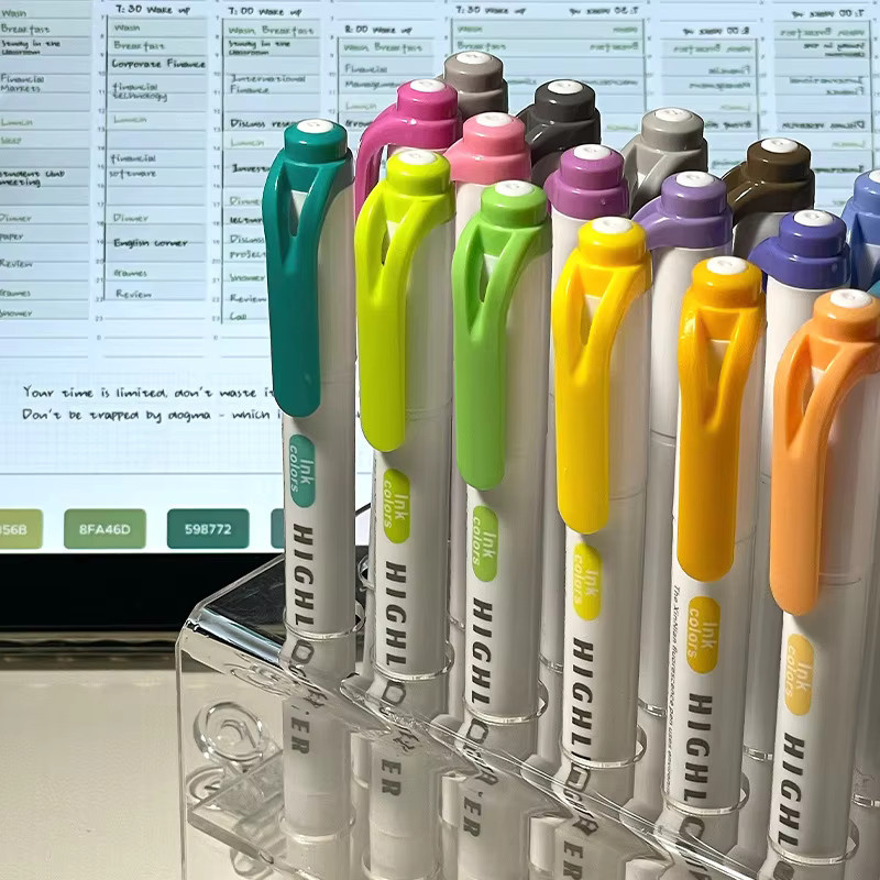 Fluoreszierendes Textmarker Set in Multicolour mit Keilspitze für Schule und Studium - Bild 3