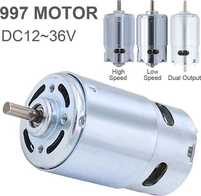 ChgImposs 997 DC-Mikromotor mit Doppelkugellager, 12–36 V, 18.000 U/min, Silber - Bild 1