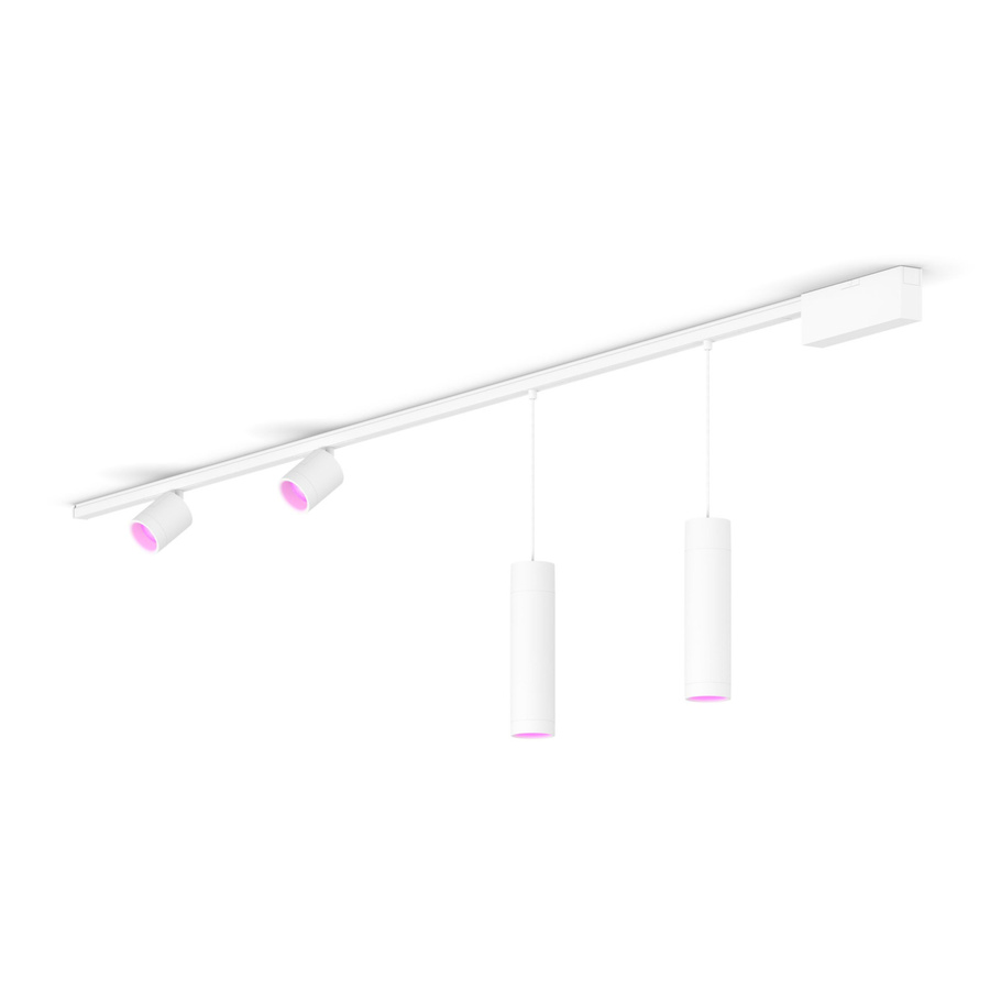 Philips Hue Perifo Basis-Set Gerade Deckenleuchte in Weiß mit 2 Spots und 2 Pendelleuchten - Bild 1