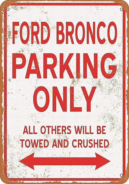 Linqian Metallschild Bronco Parking ONLY im Vintage-Look als Wanddekoration, B/H: 20 x 14 cm - Bild 1