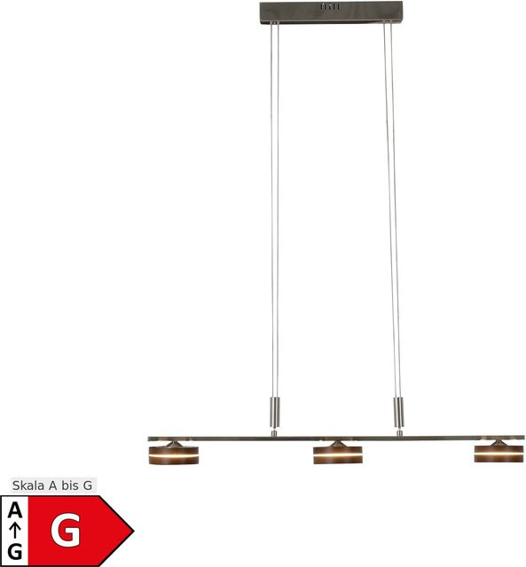 Näve LED-Pendelleuchte Triberg 3-flammig aus Eichenholz und Metall in Braun, B/H/T: 10 x 120 x 75 cm - Bild 1