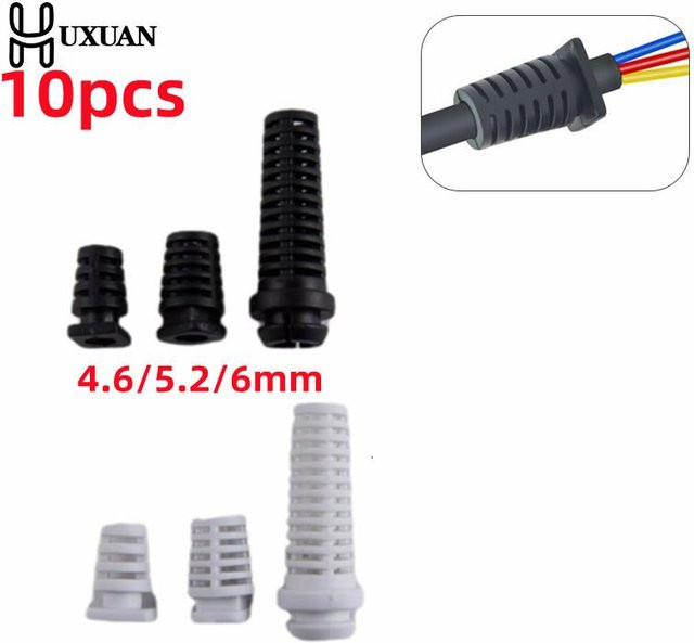 HUXUAN 10er Set Kabelzugentlastung Gummi Stecker in Weiß für Ladegeräte und Power Tools (4.6mm / 5.2mm / 6mm) - Bild 1
