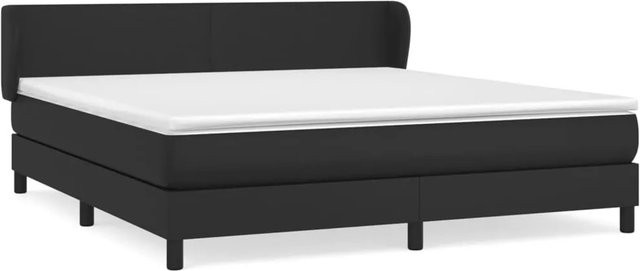 vidaXL Boxspringbett mit Matratze in Schwarz aus Kunstleder mit Taschenfederkern, B/T/H: 180 x 200 x 183 cm - Bild 1