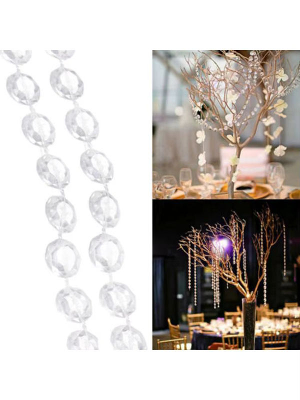 VIBRATITE Acryl Kristall-Perlen Vorhang Transparent 10m Hängende Girlande aus Kunststoff für Hochzeit und Weihnachtsdekoration - Bild 7