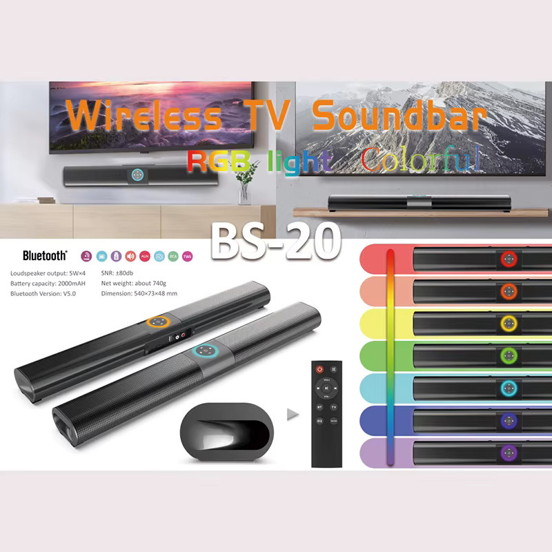 AyeBeau Bluetooth Soundbar mit kabellosem Subwoofer und FM-Radio in Schwarz - Bild 5
