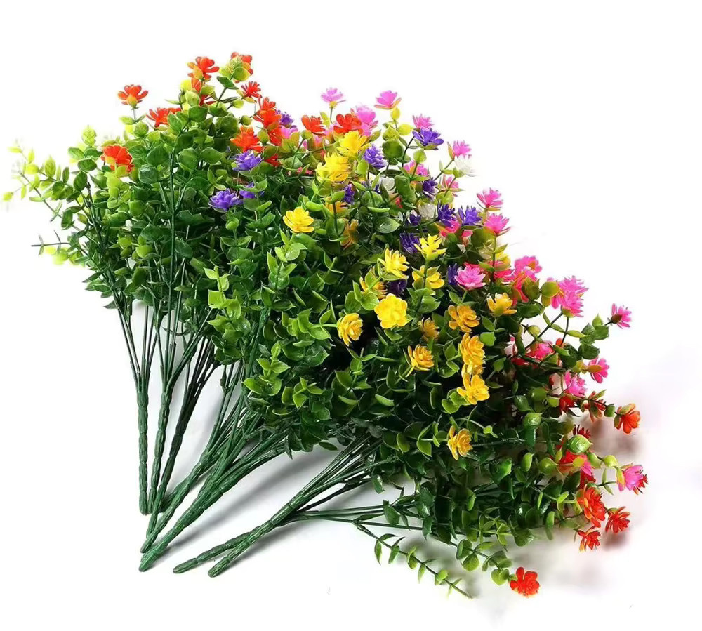 Uflower UV-beständige künstliche Pflanzen für den Außenbereich, grüne Sträucher in Beige und Grün zur Dekoration von Garten, Hochzeit oder Büro - Bild 3