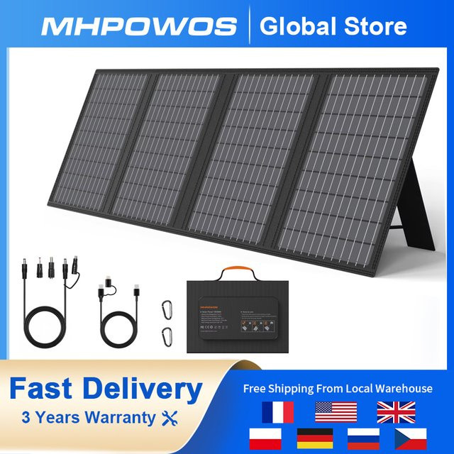 MHPOWOS Solar-Ladegerät faltbares Solarpanel mit USB-C und DC-Ausgang, 45 W/60 W, Schwarz - Bild 1