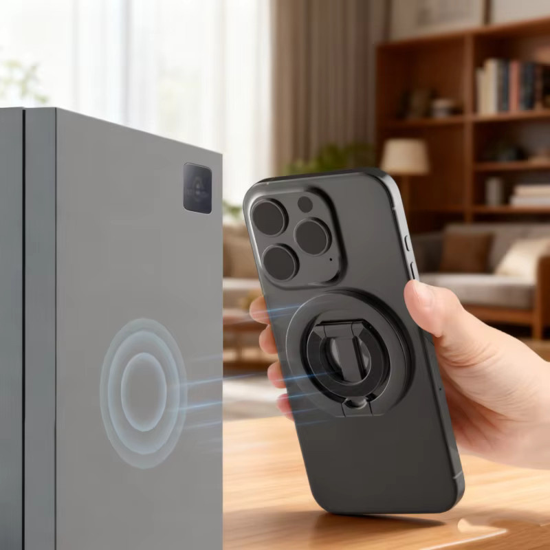 WSSHE Doppelter magnetischer Handy-Ringhalter in Schwarz, kompatibel mit abnehmbarem Handy-Griffständer für die iPhone-Serie - Bild 5
